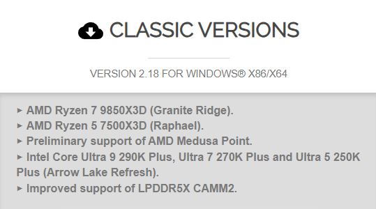 CPUID добавляет поддержку процессоров Ryzen 9850X3D, Medusa Point и Arrow Lake Refresh в CPU-Z