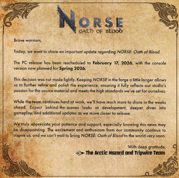 Тактику NORSE: Oath of Blood перенесли на 17 февраля