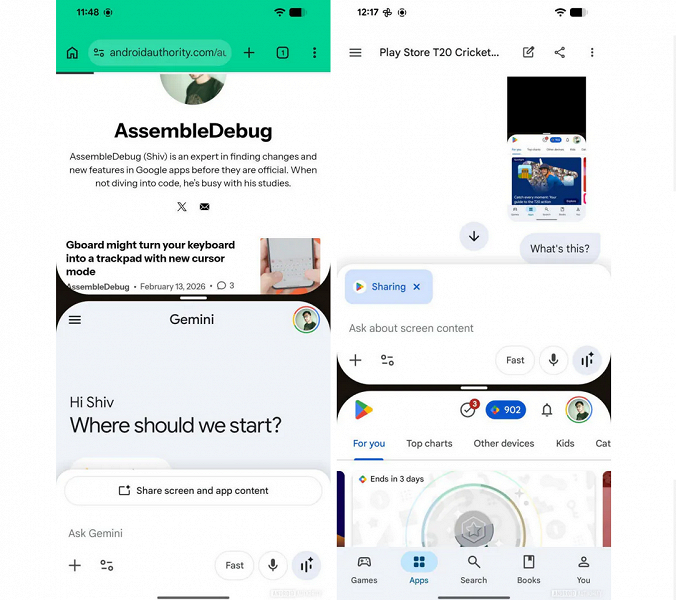 ИИ-помощник Google Gemini в режиме разделённого экрана с другими приложениями заработал на смартфонах