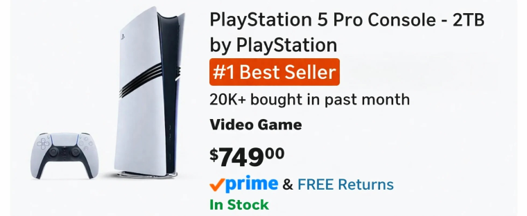 PS5 Pro стала бестселлером #1 на Amazon, за последний месяц было продано более 20 000 единиц